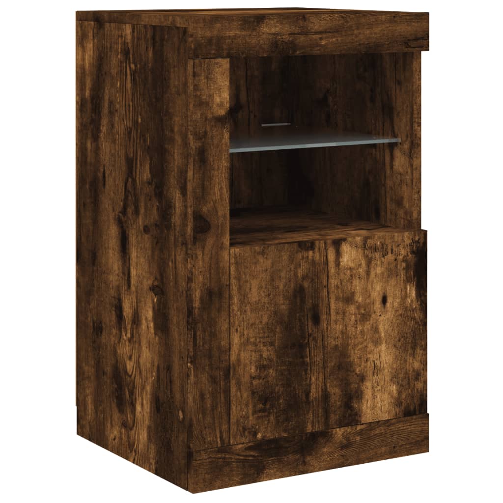 vidaXL Sideboard with LED Lights Smoked Oak 142.5x37x67 cm