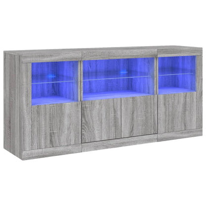 vidaXL Sideboard with LED Lights Grey Sonoma 142.5x37x67 cm