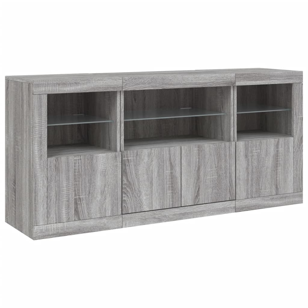 vidaXL Sideboard with LED Lights Grey Sonoma 142,5x37x67 cm