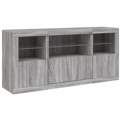 vidaXL Sideboard with LED Lights Grey Sonoma 142,5x37x67 cm