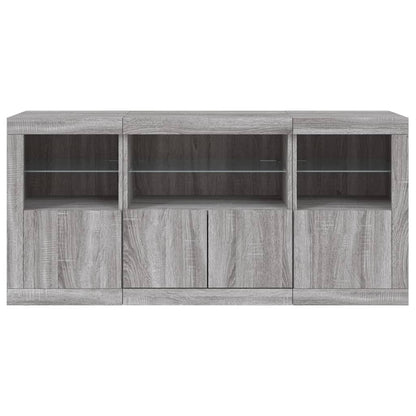 vidaXL Sideboard with LED Lights Grey Sonoma 142,5x37x67 cm