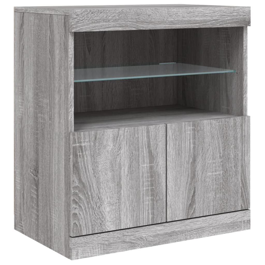 vidaXL Sideboard with LED Lights Grey Sonoma 142,5x37x67 cm