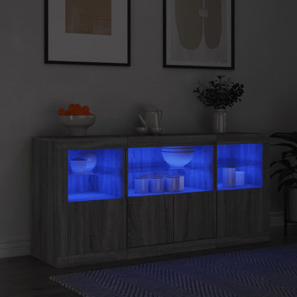 vidaXL Sideboard with LED Lights Grey Sonoma 142,5x37x67 cm