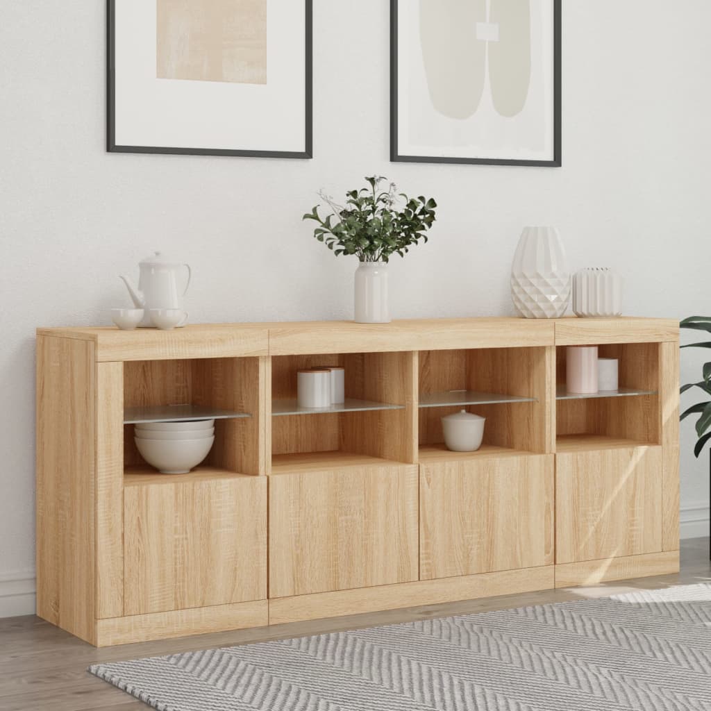 vidaXL Sideboard with LED Lights Sonoma Oak 163x37x67 cm