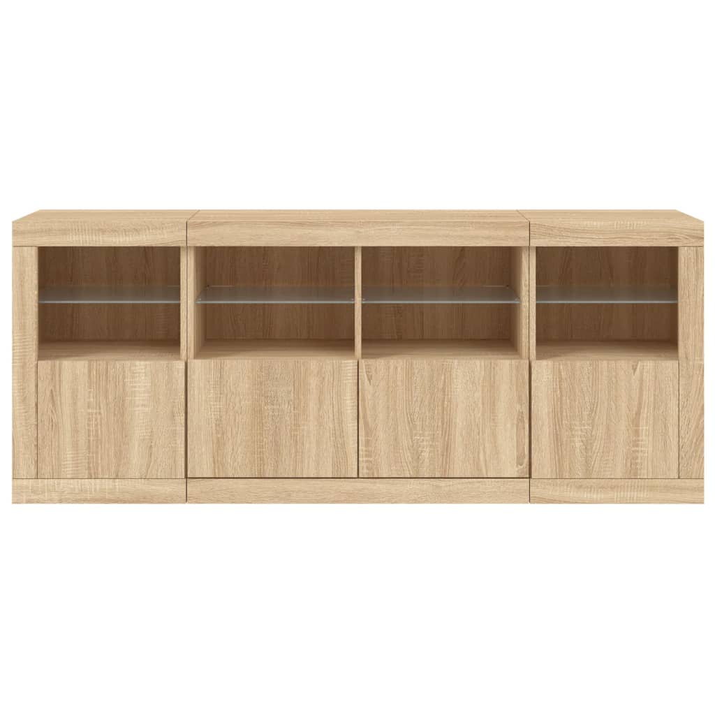 vidaXL Sideboard with LED Lights Sonoma Oak 163x37x67 cm