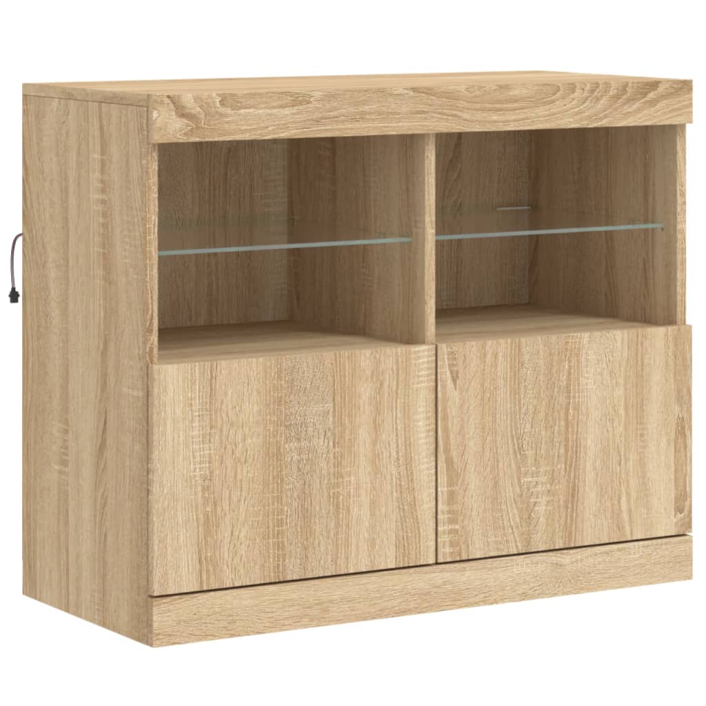 vidaXL Sideboard with LED Lights Sonoma Oak 163x37x67 cm