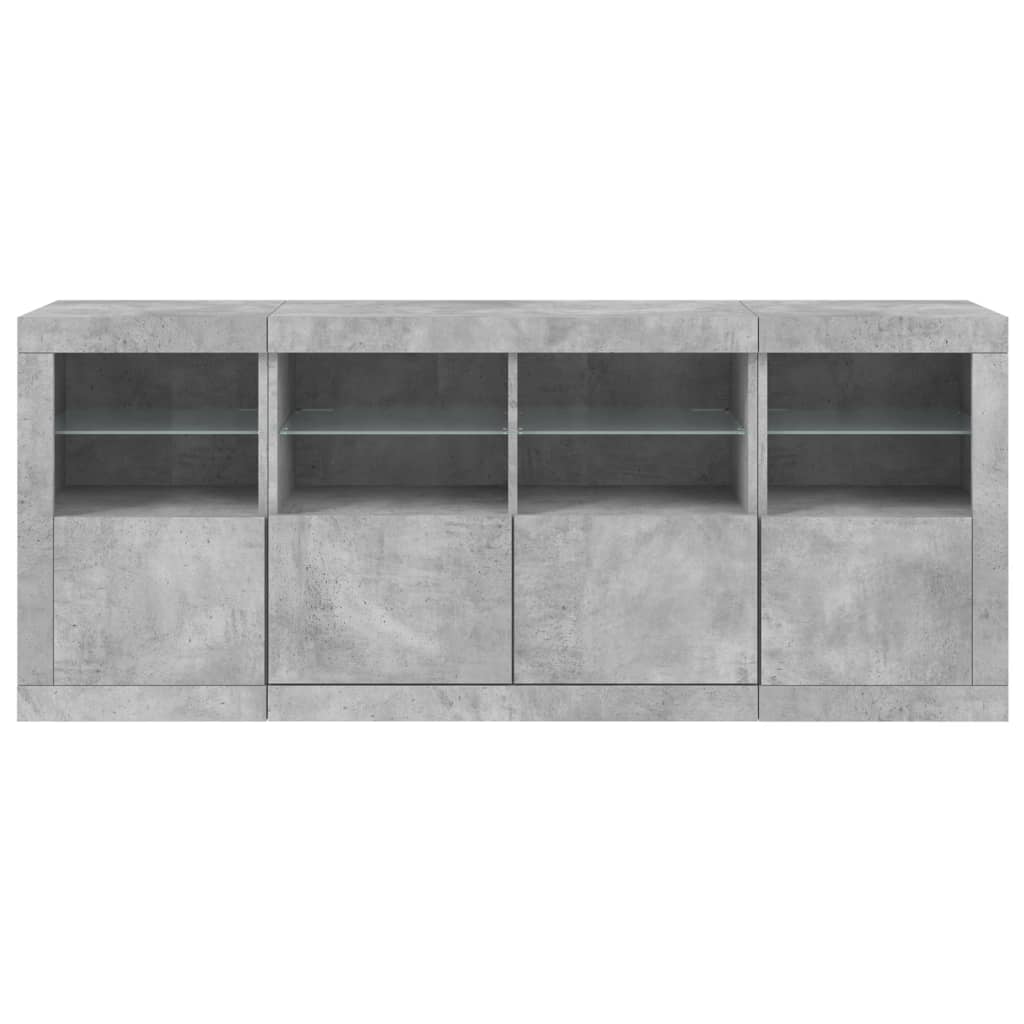 vidaXL Sideboard with LED Lights Concrete Grey 163x37x67 cm