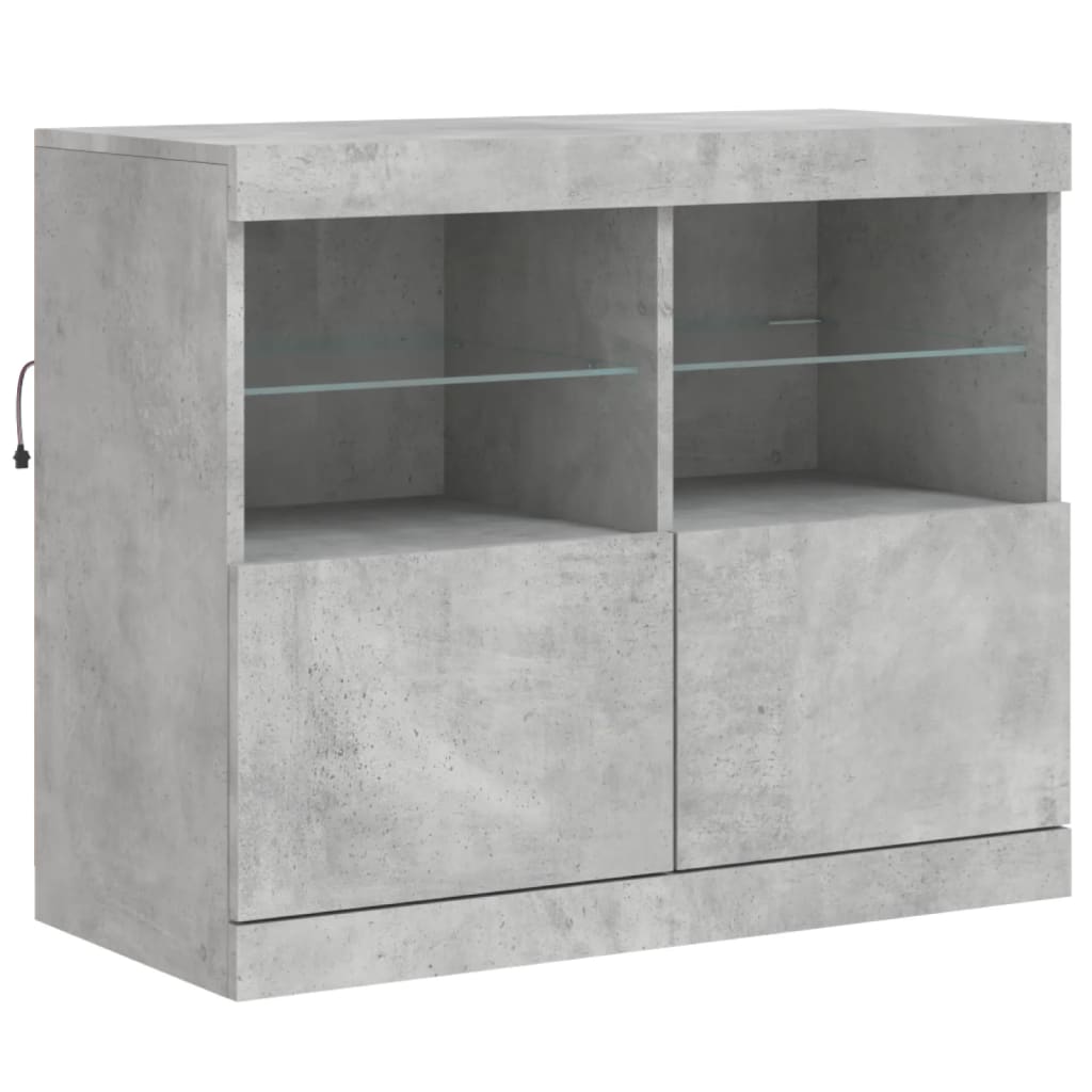 vidaXL Sideboard with LED Lights Concrete Grey 163x37x67 cm