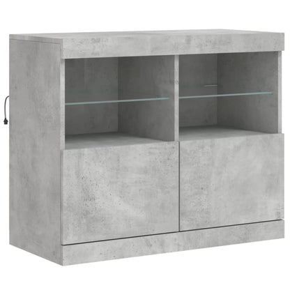 vidaXL Sideboard with LED Lights Concrete Grey 163x37x67 cm