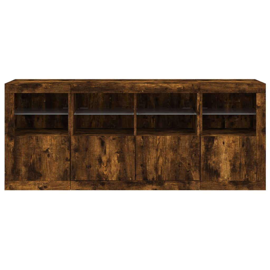 vidaXL Sideboard with LED Lights Smoked Oak 163x37x67 cm