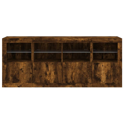 vidaXL Sideboard with LED Lights Smoked Oak 163x37x67 cm