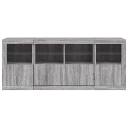 vidaXL Sideboard with LED Lights Grey Sonoma 163x37x67 cm