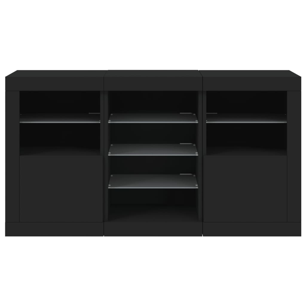 vidaXL Sideboard with LED Lights Black 123x37x67 cm