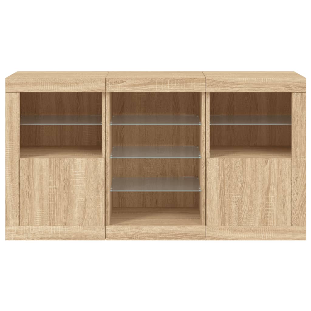 vidaXL Sideboard with LED Lights Sonoma Oak 123x37x67 cm