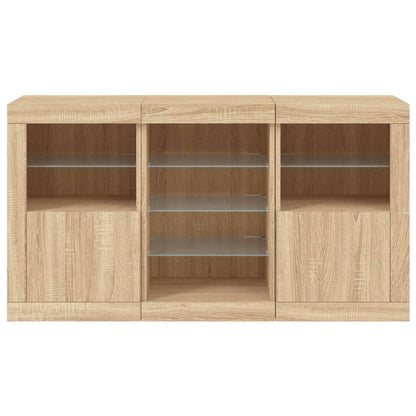 vidaXL Sideboard with LED Lights Sonoma Oak 123x37x67 cm