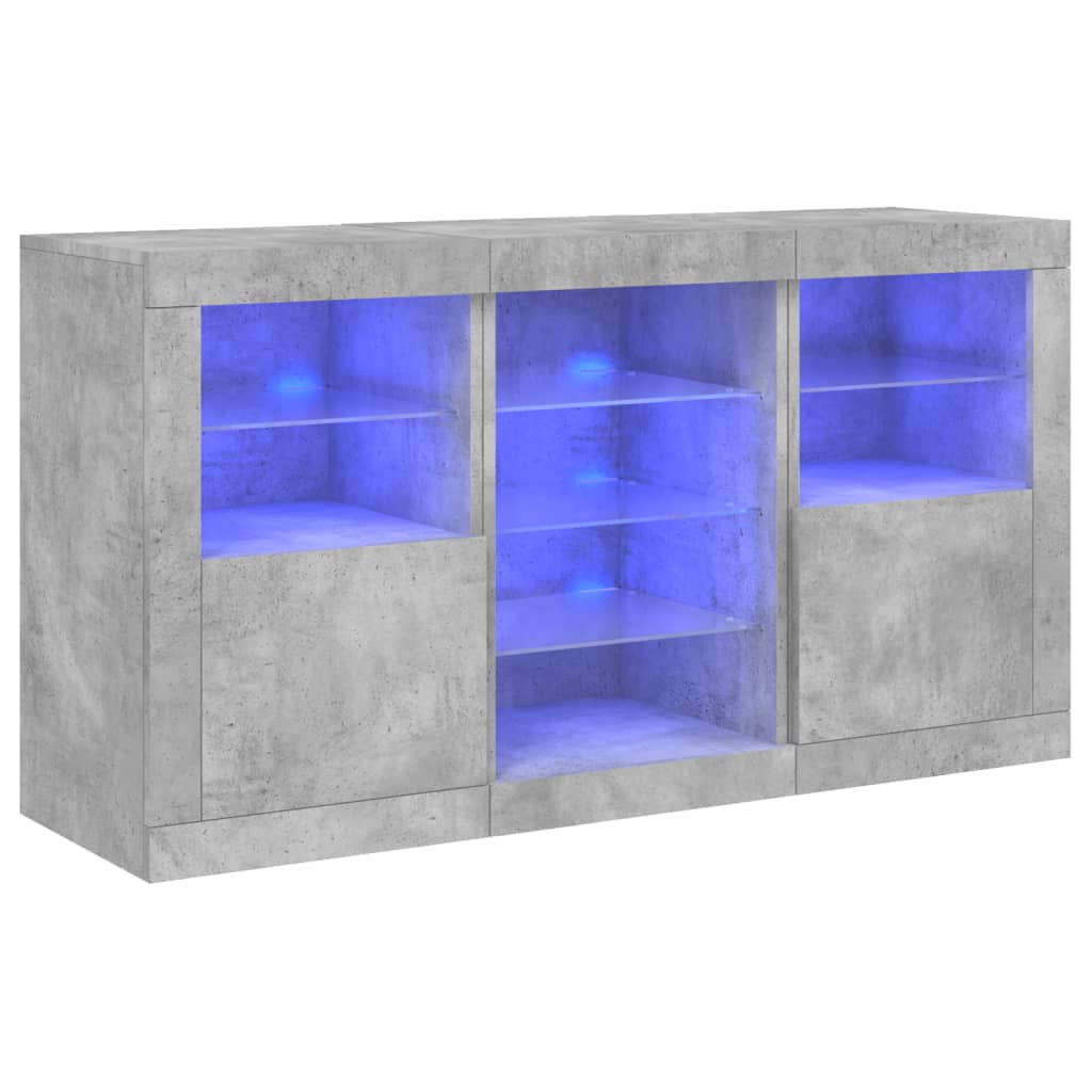 vidaXL Sideboard with LED Lights Concrete Grey 123x37x67 cm