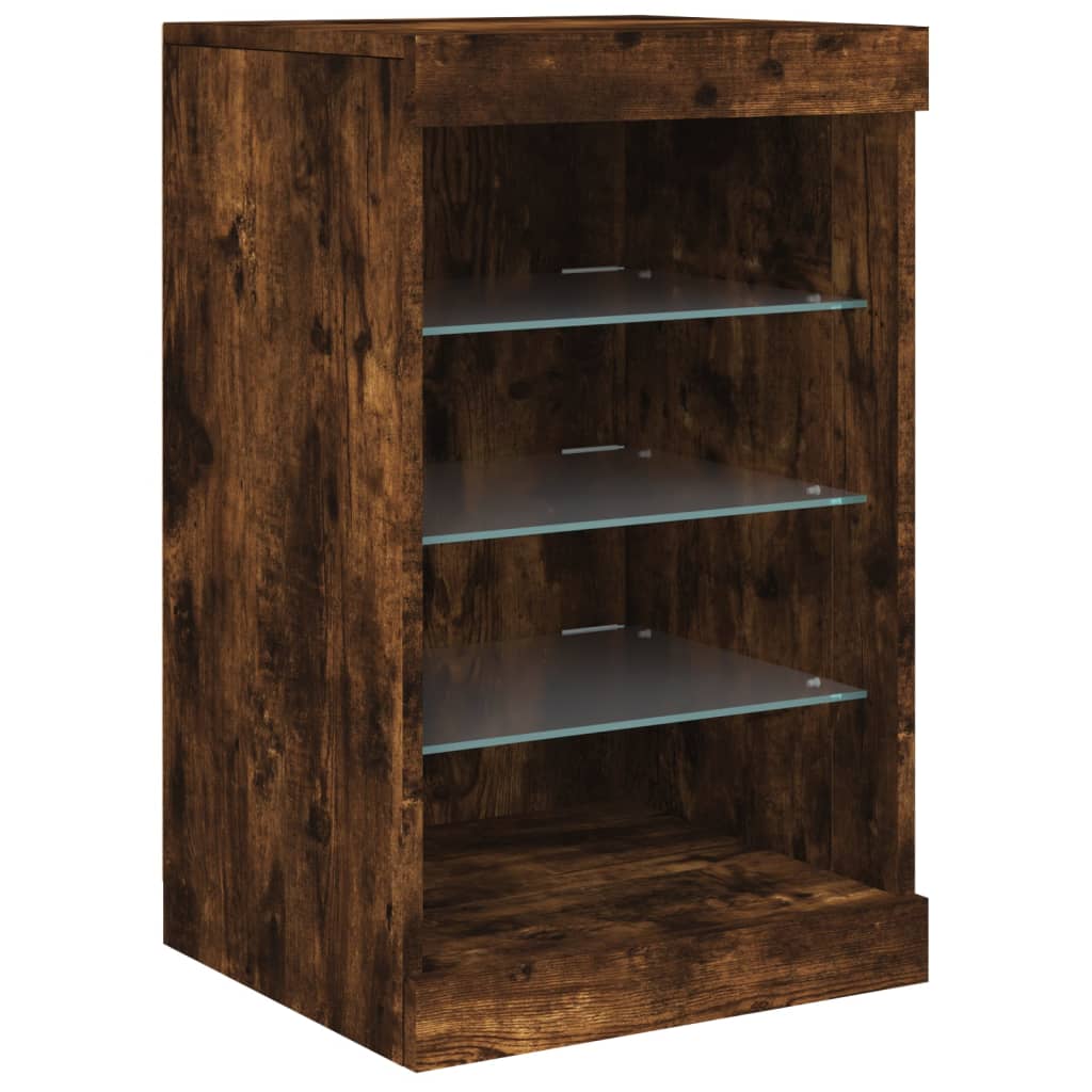 vidaXL Sideboard with LED Lights Smoked Oak 123x37x67 cm