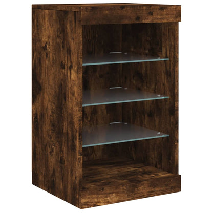 vidaXL Sideboard with LED Lights Smoked Oak 123x37x67 cm