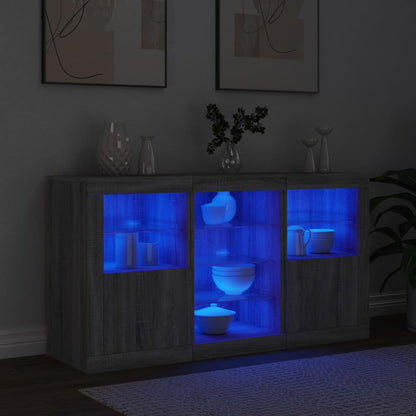 vidaXL Sideboard with LED Lights Grey Sonoma 123x37x67 cm