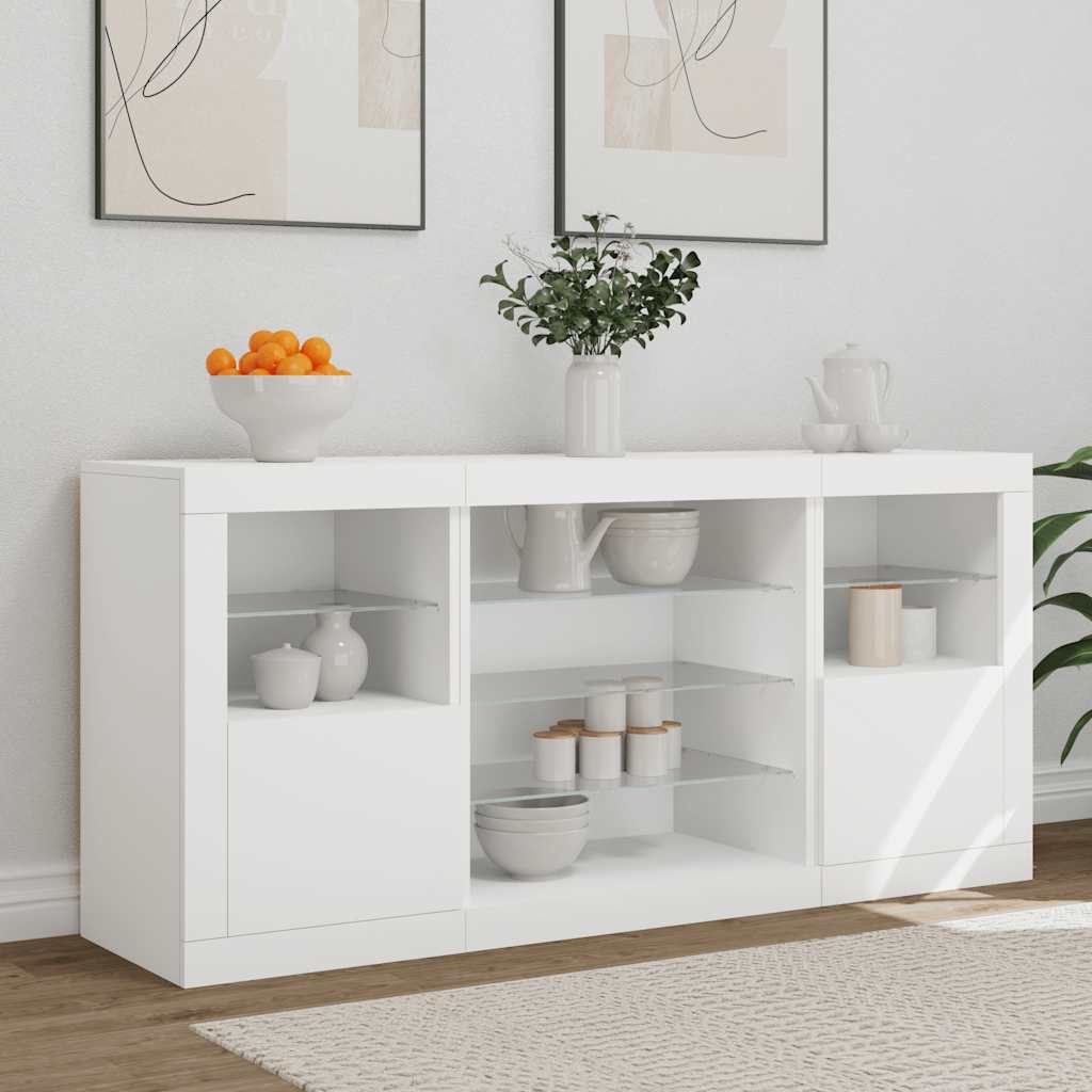 vidaXL Sideboard with LED Lights White 142,5x37x67 cm