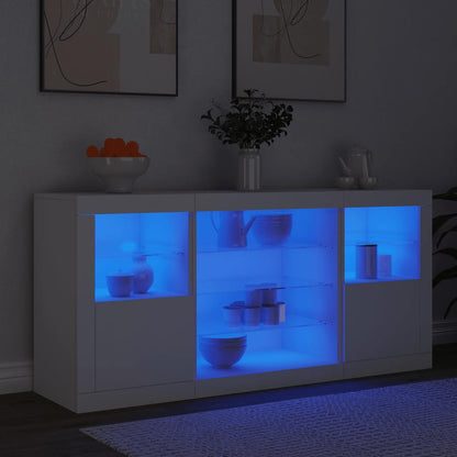vidaXL Sideboard with LED Lights White 142,5x37x67 cm
