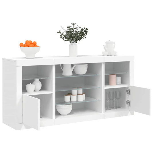 vidaXL Sideboard with LED Lights White 142.5x37x67 cm