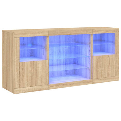 vidaXL Sideboard with LED Lights Sonoma Oak 142,5x37x67 cm