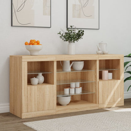 vidaXL Sideboard with LED Lights Sonoma Oak 142.5x37x67 cm