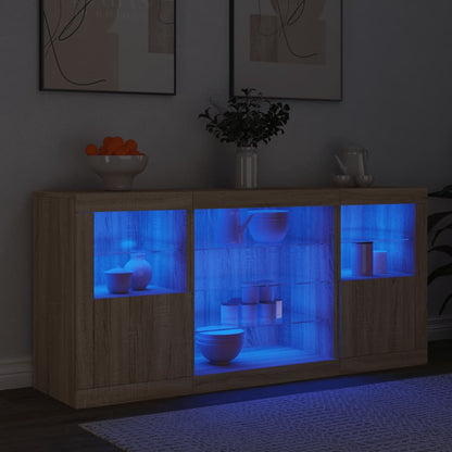 vidaXL Sideboard with LED Lights Sonoma Oak 142,5x37x67 cm
