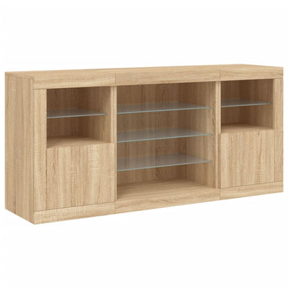 vidaXL Sideboard with LED Lights Sonoma Oak 142.5x37x67 cm