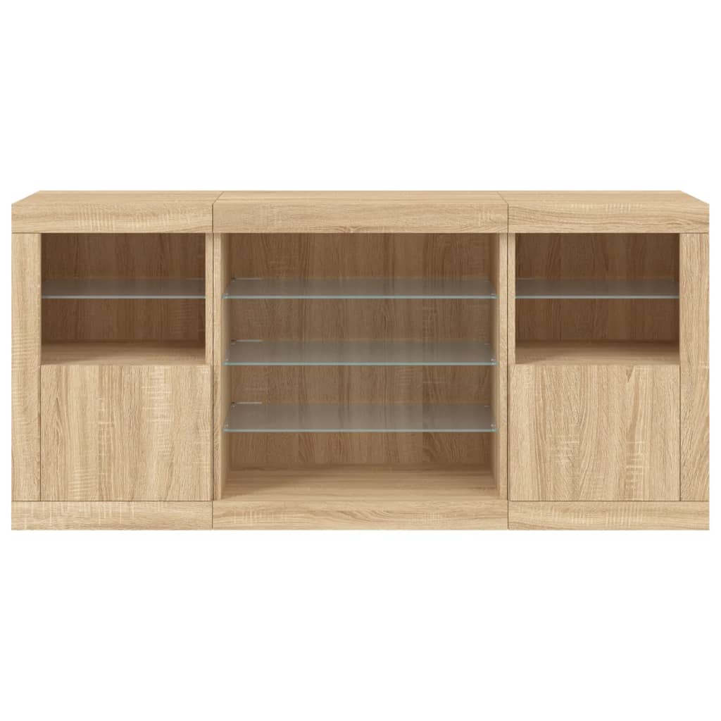 vidaXL Sideboard with LED Lights Sonoma Oak 142.5x37x67 cm