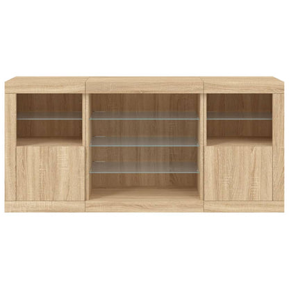 vidaXL Sideboard with LED Lights Sonoma Oak 142.5x37x67 cm