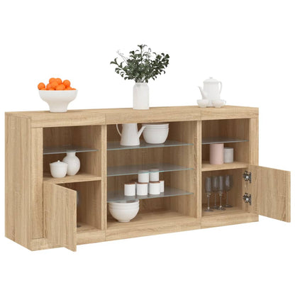 vidaXL Sideboard with LED Lights Sonoma Oak 142,5x37x67 cm