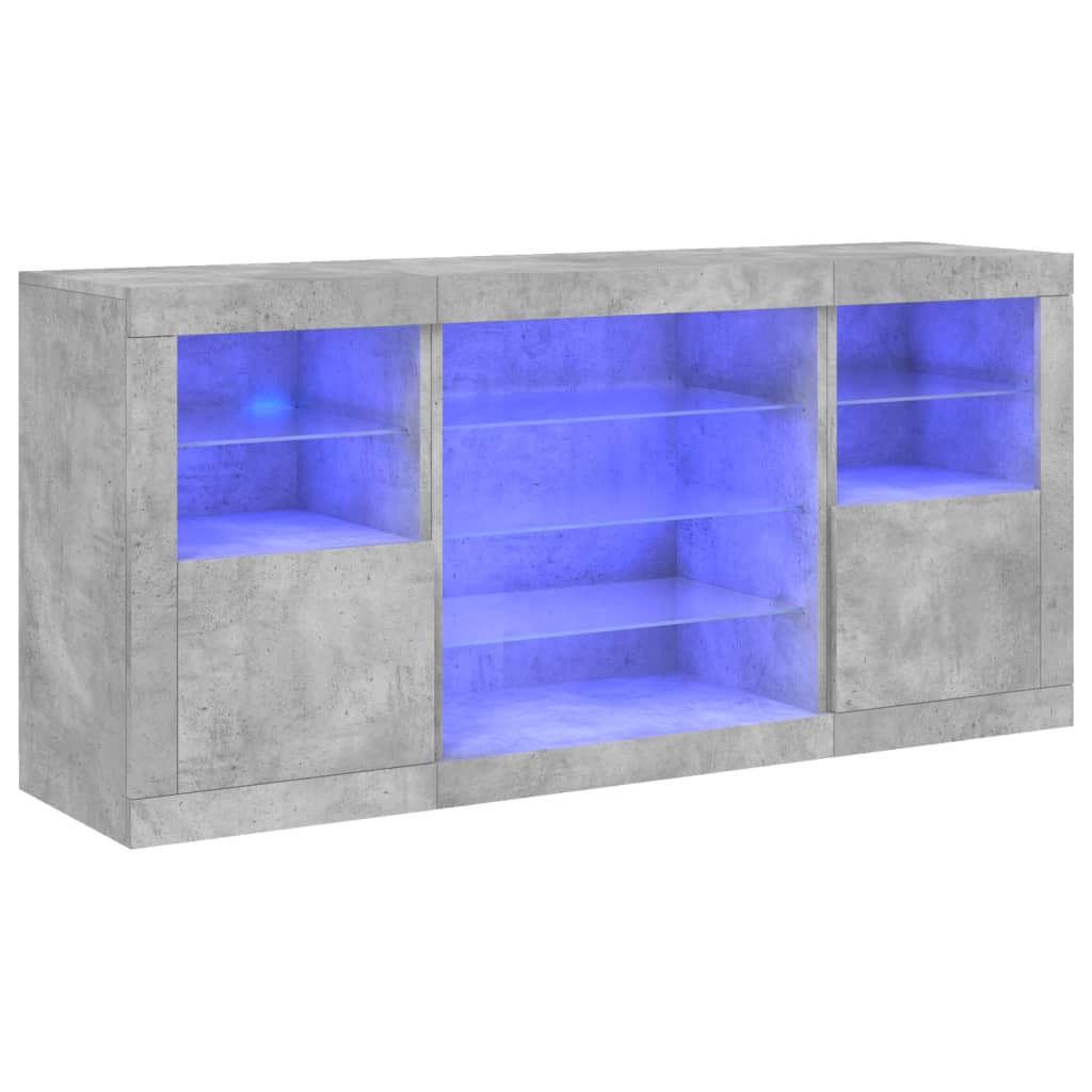 vidaXL Sideboard with LED Lights Concrete Grey 142,5x37x67 cm