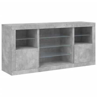 vidaXL Sideboard with LED Lights Concrete Grey 142,5x37x67 cm