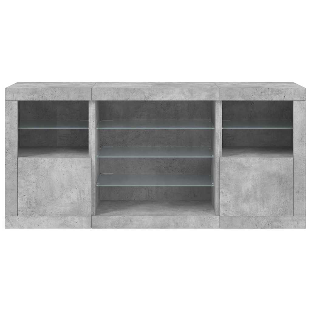 vidaXL Sideboard with LED Lights Concrete Grey 142.5x37x67 cm