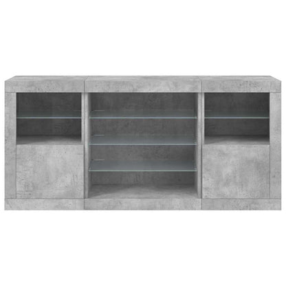vidaXL Sideboard with LED Lights Concrete Grey 142.5x37x67 cm