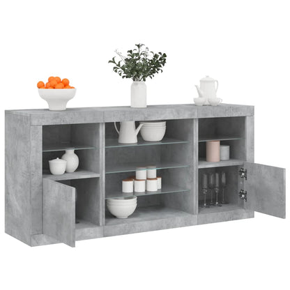 vidaXL Sideboard with LED Lights Concrete Grey 142,5x37x67 cm