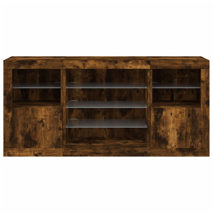 vidaXL Sideboard with LED Lights Smoked Oak 142.5x37x67 cm