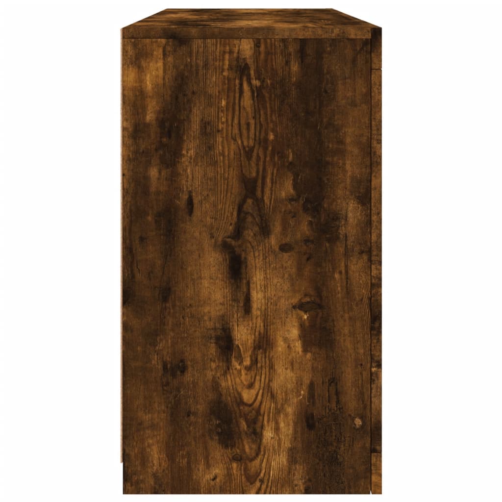 vidaXL Sideboard with LED Lights Smoked Oak 142.5x37x67 cm