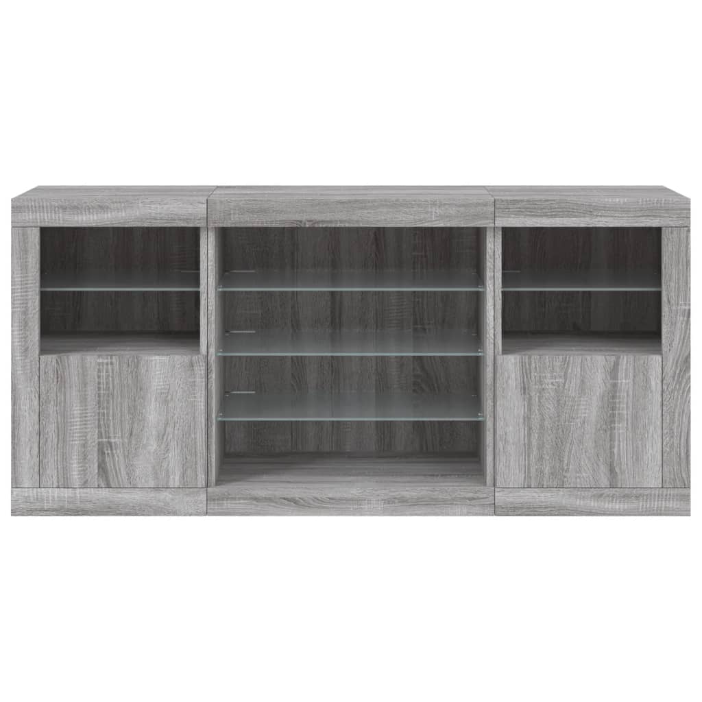 vidaXL Sideboard with LED Lights Grey Sonoma 142.5x37x67 cm