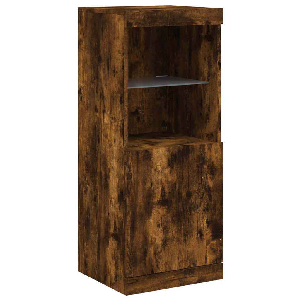 vidaXL Sideboards with LED Lights 3 pcs Smoked Oak Engineered Wood