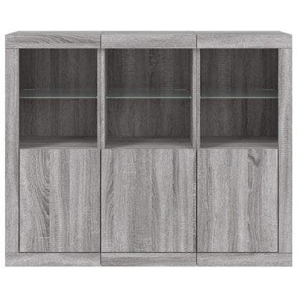 vidaXL Sideboards with LED Lights 3 pcs Grey Sonoma Engineered Wood
