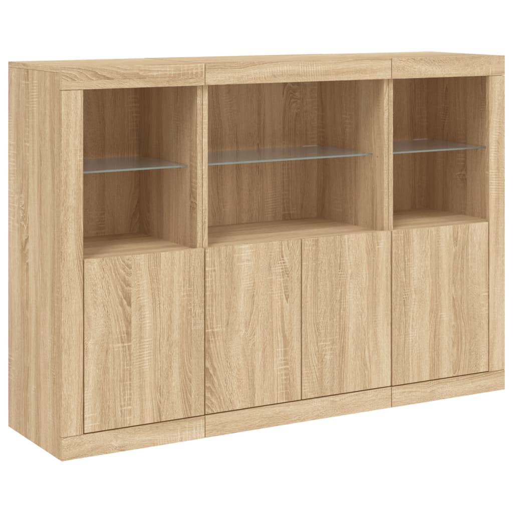 vidaXL Sideboards with LED Lights 3 pcs Sonoma Oak Engineered Wood