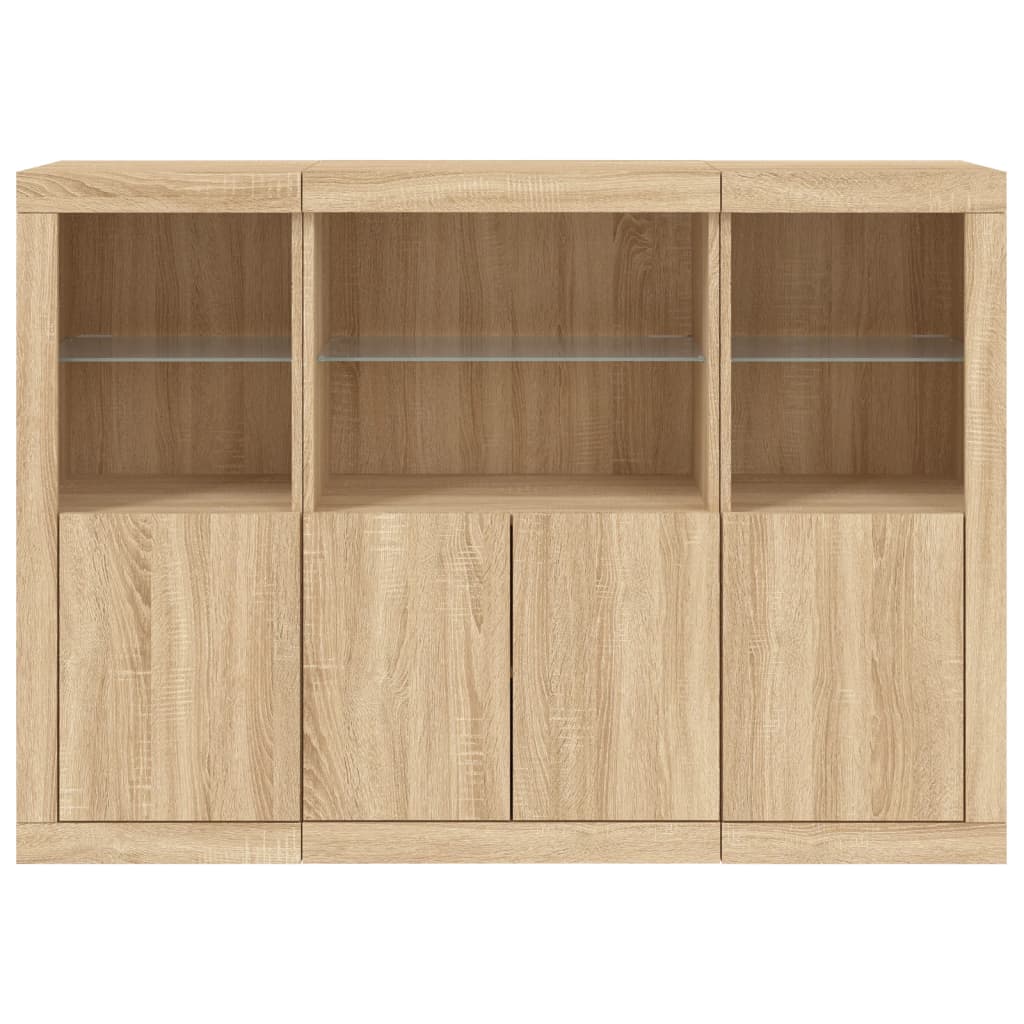 vidaXL Sideboards with LED Lights 3 pcs Sonoma Oak Engineered Wood