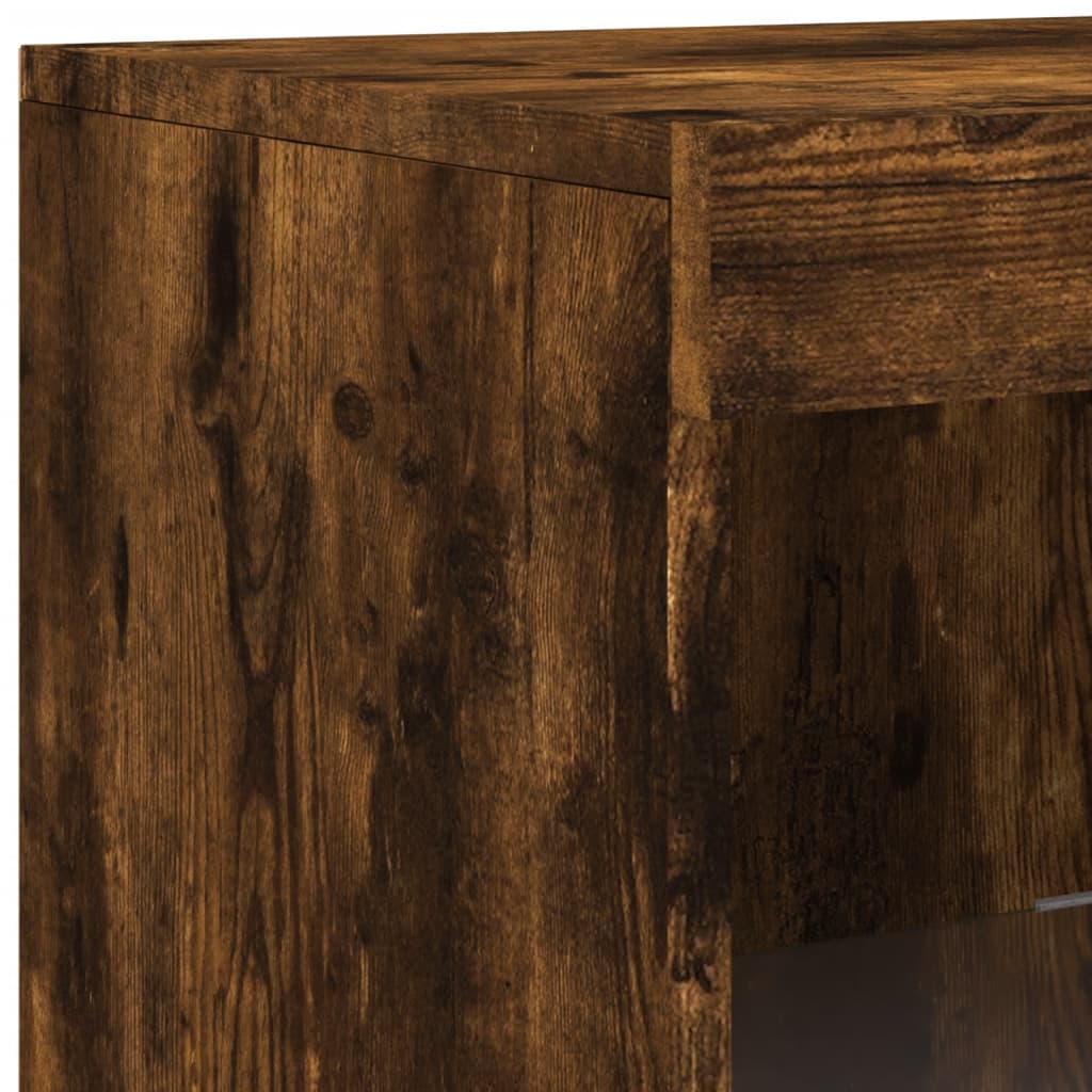 vidaXL Sideboards with LED Lights 3 pcs Smoked Oak Engineered Wood