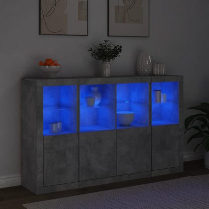 vidaXL Sideboards with LED Lights 3 pcs Concrete Grey Engineered Wood