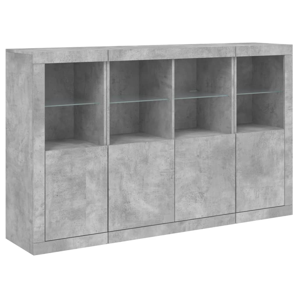 vidaXL Sideboards with LED Lights 3 pcs Concrete Grey Engineered Wood