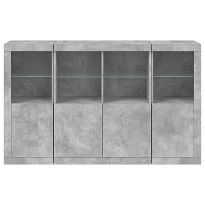 vidaXL Sideboards with LED Lights 3 pcs Concrete Grey Engineered Wood
