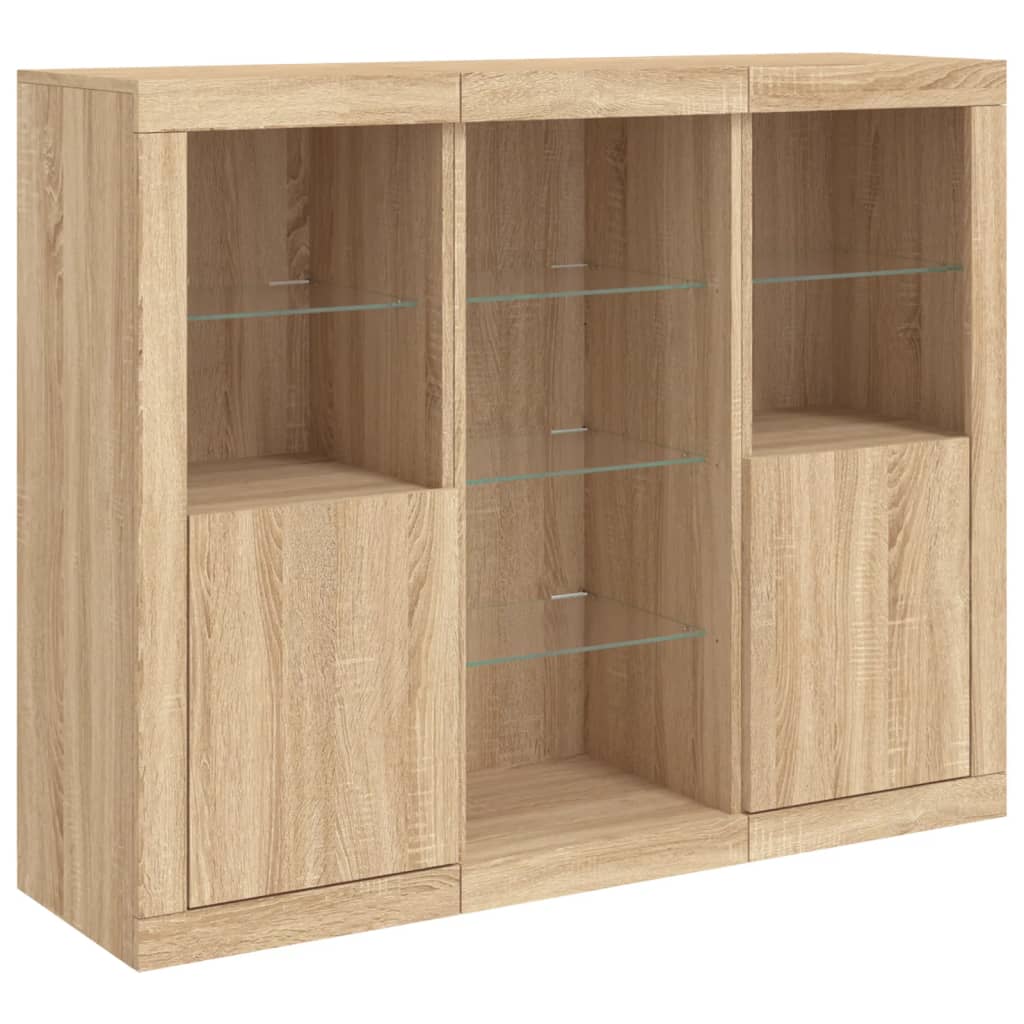 vidaXL Sideboards with LED Lights 3 pcs Sonoma Oak Engineered Wood